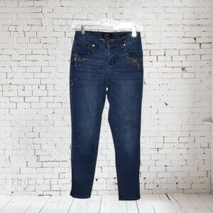Earl Jean Skinny Ankle Studded Pocket Embellishments Distressed